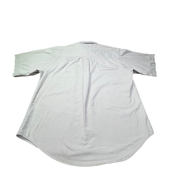 Bugle Boy Company Mens Short Sleeve Button Down Khaki Tan Embroidered  L‎ Y2K - Picture 3 of 9